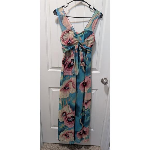 Xhilaration Womens M Sleeveless Maxi Dress Colorful Blue Floral Spring Summer - Picture 1 of 9